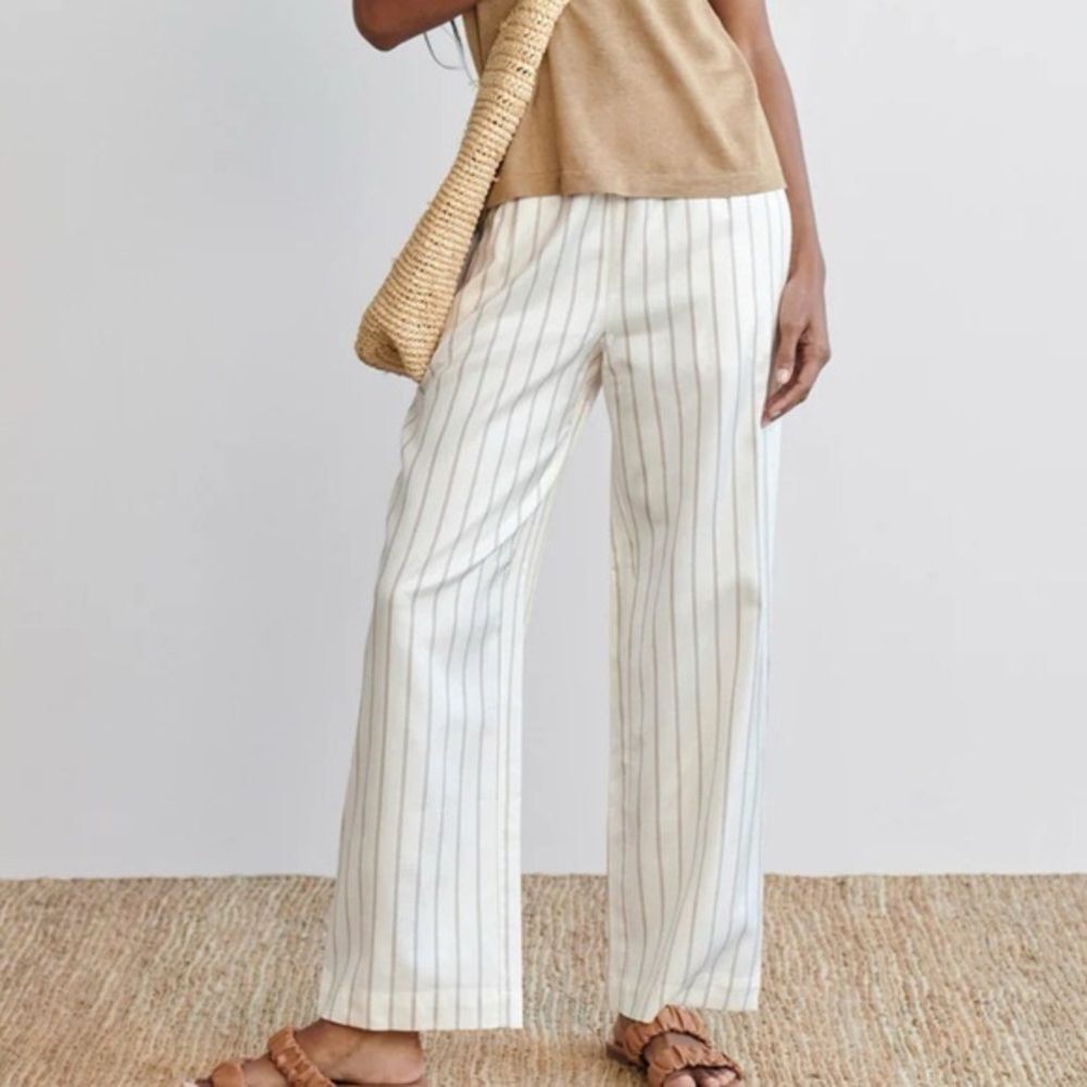 Jenni Kayne Bianca Ivory Navy Striped Straight Leg Pants